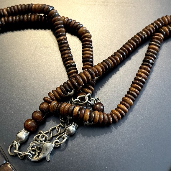 Ethnic Tribal Wooden Bead Statement Necklace - Picture 5 of 6